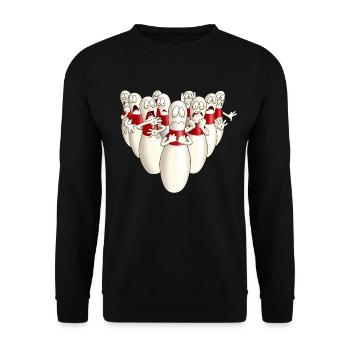 FD - Kegelen Bowling - diese Angst Pins bringen - Unisex Pullover - Schwarz - Vorne - Alina (178cm) & Michal (187cm)