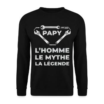 Super papy La légende. Cadeau papy - Sweat-shirt Unisexe - noir - Devant - Alina (178cm) & Michal (187cm)