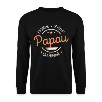 Papua Der Mann der Mythos die Geschenk-Legende - Unisex Pullover - Schwarz - Vorne - Alina (178cm) & Michal (187cm)