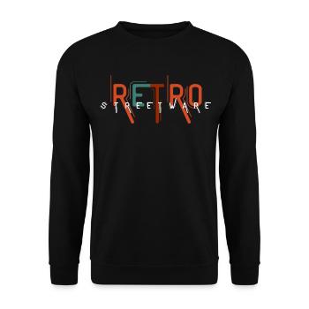 Retro Design streetwear - Unisex Pullover - Schwarz - Vorne - Alina (178cm) & Michal (187cm)