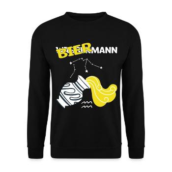 Sternzeichen Wassermann Aquarius Bier Geschenk - Unisex Pullover - Schwarz - Vorne - Alina (178cm) & Michal (187cm)
