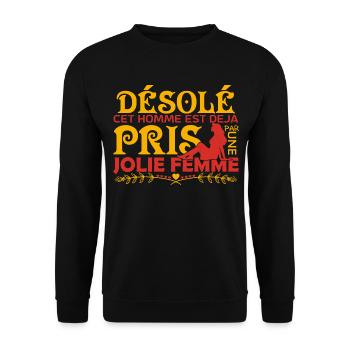 Cadeau Mari Copain Le meilleur copain du monde !! - Sweat-shirt Unisexe - noir - Devant - Alina (178cm) & Michal (187cm)