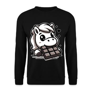 Cute horse and chocolate - Unisex Sweatshirt - black - Front - Alina (178cm) & Michal (187cm)