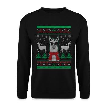 Laid de Noël Pull / Llama - Sweat-shirt Unisexe - noir - Devant - Alina (178cm) & Michal (187cm)