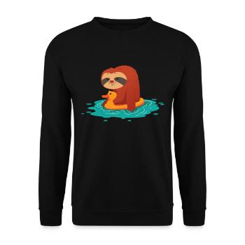 lustiges pool party faultier sommer design - Unisex Pullover - Schwarz - Vorne - Alina (178cm) & Michal (187cm)