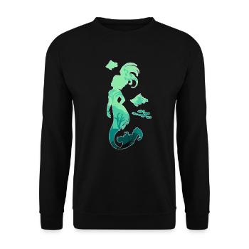 Meerjungfrau Seejungfrau Nixe Märchen - Unisex Pullover - Schwarz - Vorne - Alina (178cm) & Michal (187cm)