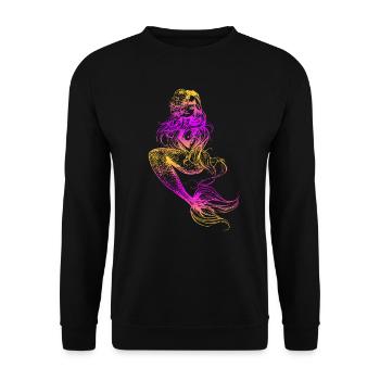 Meerjungfrau Seejungfrau Nixe Märchen - Unisex Pullover - Schwarz - Vorne - Alina (178cm) & Michal (187cm)