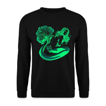 Meerjungfrau Seejungfrau Nixe Märchen - Unisex Pullover - Schwarz - Vorne - Alina (178cm) & Michal (187cm)