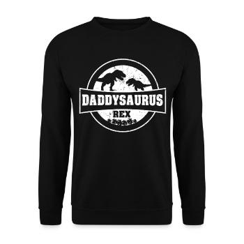 Daddysaurus Rex - Papa Geschenk Idee - Unisex Pullover - Schwarz - Vorne - Alina (178cm) & Michal (187cm)
