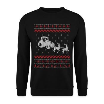 Ugly Christmas Farmer Christmas Gift - Unisex Sweatshirt - black - Front - Alina (178cm) & Michal (187cm)