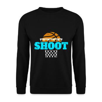 Shoot Basketball Geschenk für Kinder - Unisex Pullover - Schwarz - Vorne - Alina (178cm) & Michal (187cm)