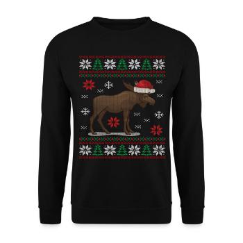 Joyeux Christmoose Noël orignal cerf - Sweat-shirt Unisexe - noir - Devant - Alina (178cm) & Michal (187cm)