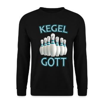 Kegel Shirt · Gott · Bowlen Geschenk - Unisex Pullover - Schwarz - Vorne - Alina (178cm) & Michal (187cm)