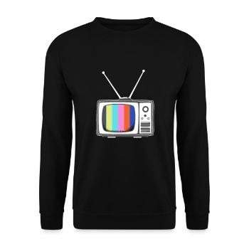 TV Geschenk Fernsehen Fernseher - Unisex Pullover - Schwarz - Vorne - Alina (178cm) & Michal (187cm)