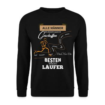 Laufen Shirt · Sportlich Joggen · Läufer Geschenk - Unisex Pullover - Schwarz - Vorne - Alina (178cm) & Michal (187cm)