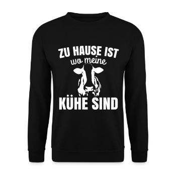 À la maison, là où sont mes vaches - Sweat-shirt Unisexe - noir - Devant - Alina (178cm) & Michal (187cm)