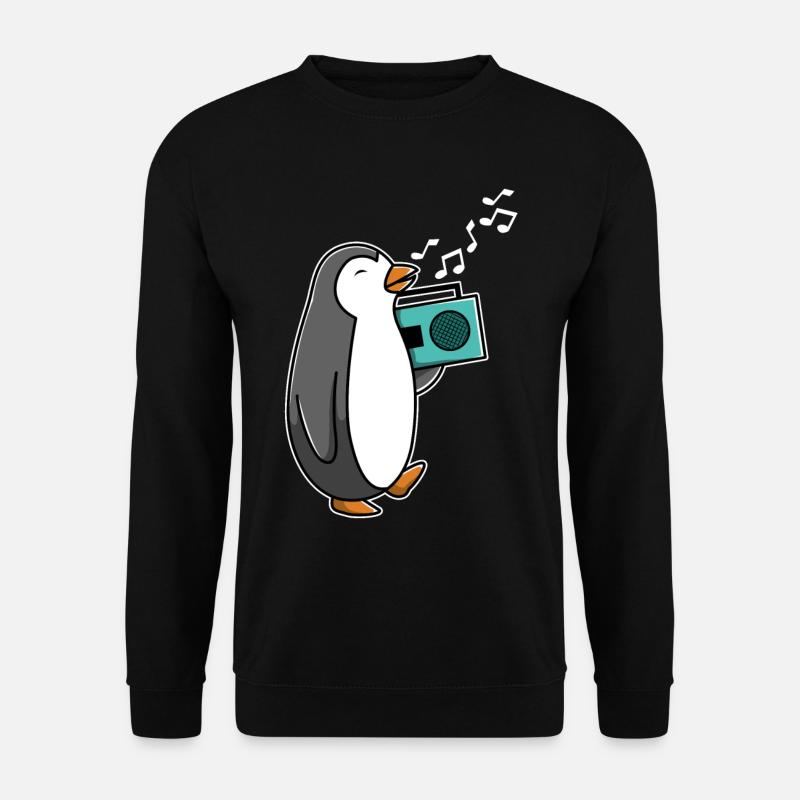 Singing penguin with radio - Unisex Sweatshirt - black