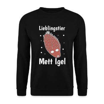 Lieblingstier Mettigel Fleischesser Fleischfresser - Unisex Pullover - Schwarz - Vorne - Alina (178cm) & Michal (187cm)