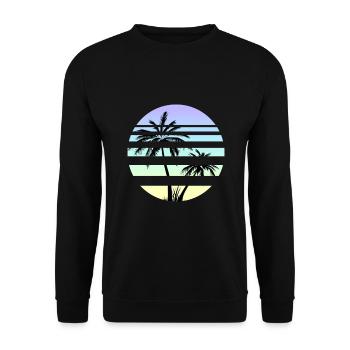 Vaporwave Aesthetics Retro Vintage Sonne Palmen - Unisex Pullover - Schwarz - Vorne - Alina (178cm) & Michal (187cm)