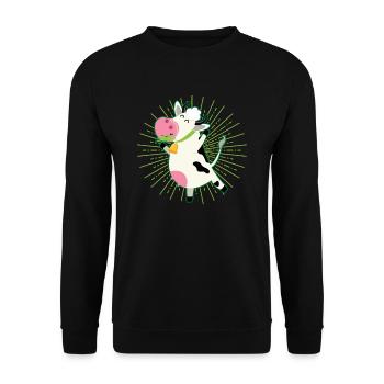 Kuh Gras fressen jubeln - Unisex Pullover - Schwarz - Vorne - Alina (178cm) & Michal (187cm)