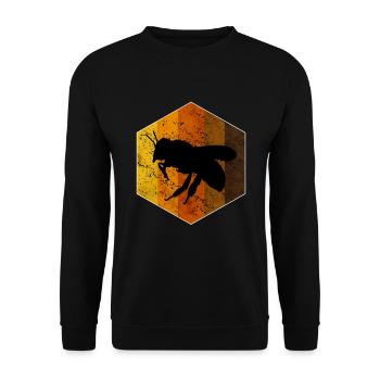 Retro Biene T-Shirt Bienen - Unisex Pullover - Schwarz - Vorne - Alina (178cm) & Michal (187cm)