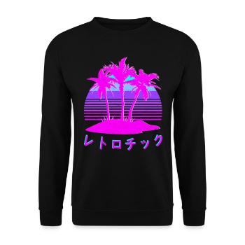 T-shirt de style rétro Vaporwave Aesthetics - Sweat-shirt Unisexe - noir - Devant - Alina (178cm) & Michal (187cm)