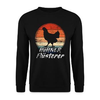 Hühner Flüsterer - Unisex Pullover - Schwarz - Vorne - Alina (178cm) & Michal (187cm)