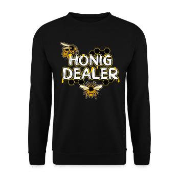 Honig Dealer Imker - Unisex Pullover - Schwarz - Vorne - Alina (178cm) & Michal (187cm)