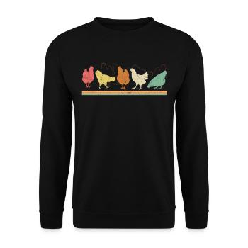Huhn Hühner Retro - Unisex Pullover - Schwarz - Vorne - Alina (178cm) & Michal (187cm)