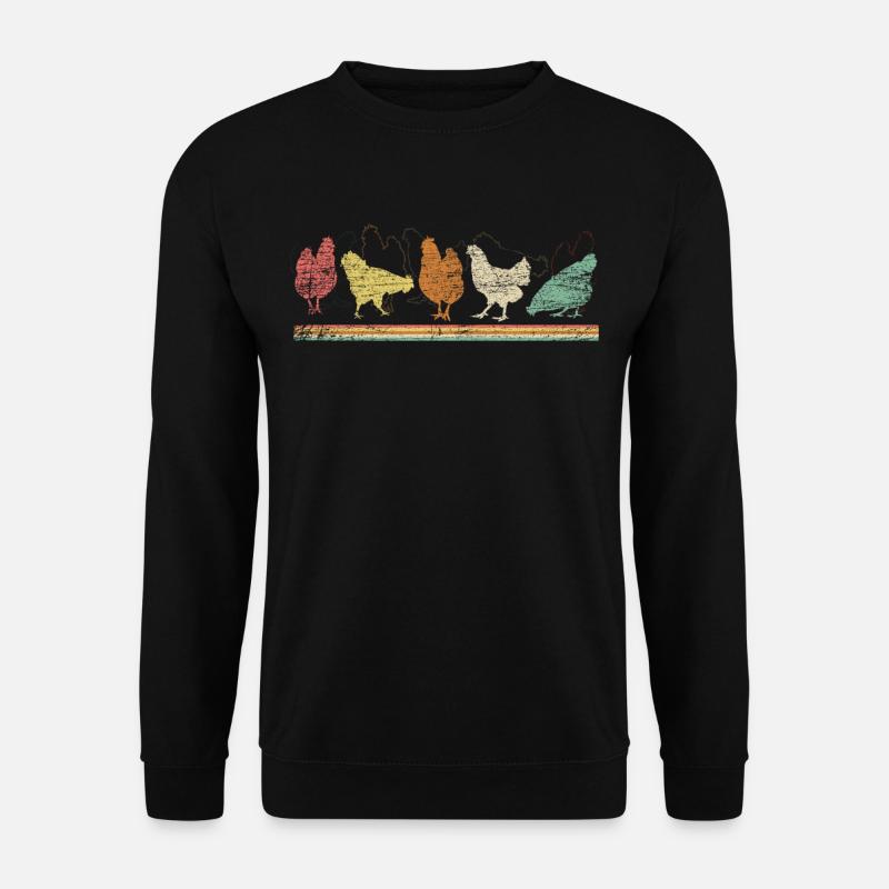 Hühner Huhn Vintage Landwirtin Geschenk T-Shirt - Unisex Pullover - Schwarz