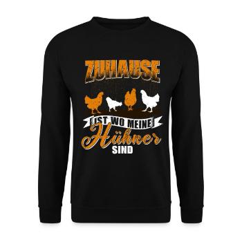 Huhn Hühner Spruch Liebe - Unisex Pullover - Schwarz - Vorne - Alina (178cm) & Michal (187cm)