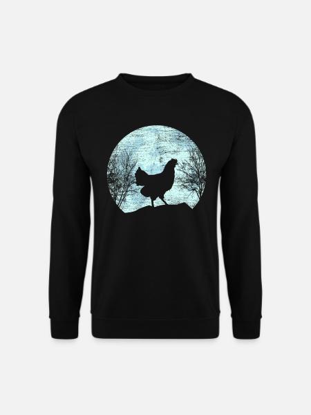 Huhn vor Mond Hühner Landwirt Bauer Geschenk - Unisex Pullover - Schwarz
