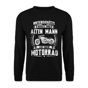 Motorrad Bike Alter Mann Biker Opa Geschenk lustig - Unisex Pullover - Schwarz - Vorne - Alina (178cm) & Michal (187cm)