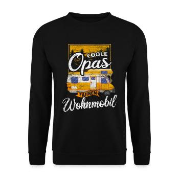 Cooler Opa Wohnmobil Camper Geschenk - Unisex Pullover - Schwarz - Vorne - Alina (178cm) & Michal (187cm)