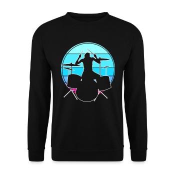 Batterie Drummer Retro - Sweat-shirt Unisexe - noir - Devant - Alina (178cm) & Michal (187cm)