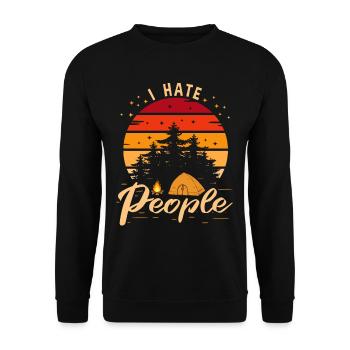 I Hate People Camping - Unisex Pullover - Schwarz - Vorne - Alina (178cm) & Michal (187cm)