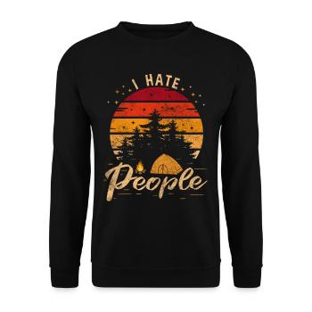 Ich hasse Menschen Camping Wandern - Unisex Pullover - Schwarz - Vorne - Alina (178cm) & Michal (187cm)