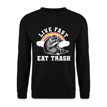 Live Fast Eat Trash Raccoon - Sweat-shirt Unisexe - noir - Devant - Alina (178cm) & Michal (187cm)