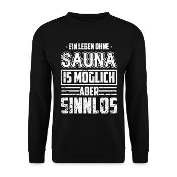 Saunagänger Geschenk - Unisex Pullover - Schwarz - Vorne - Alina (178cm) & Michal (187cm)