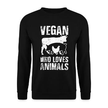 Vegan Tierschutz - Unisex Pullover - Schwarz - Vorne - Alina (178cm) & Michal (187cm)