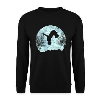 Parkour Freeruning Backflip Moon Aktrobatik - Unisex Sweatshirt - black - Front - Alina (178cm) & Michal (187cm)
