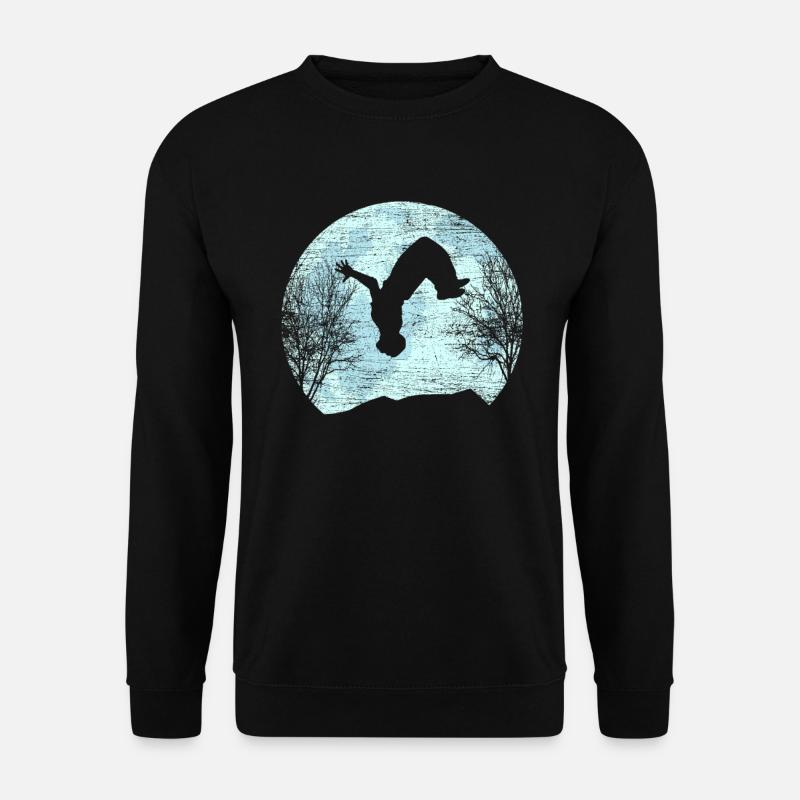 Parkour Freeruning Backflip Mond Aktrobatik - Unisex Pullover - Schwarz