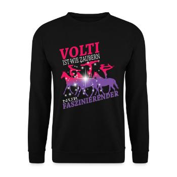 Voltigieren ist wie Zaubern I Voltigier Spruch - Unisex Pullover - Schwarz - Vorne - Alina (178cm) & Michal (187cm)