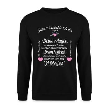 Liebeserklärung Valentinstag Geschenk - Unisex Pullover - Schwarz - Vorne - Alina (178cm) & Michal (187cm)