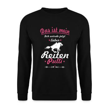 Das ist mein ich würde lieber Reiten Pulli Pink - Unisex Pullover - Schwarz - Vorne - Alina (178cm) & Michal (187cm)