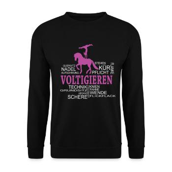 Voltigieren Volti Begriffen aus dem Voltigieren - Unisex Pullover - Schwarz - Vorne - Alina (178cm) & Michal (187cm)