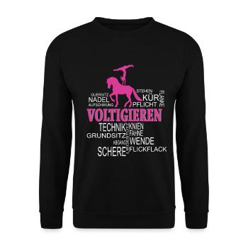 Voltigieren Volti Begriffen - Sport - Unisex Pullover - Schwarz - Vorne - Alina (178cm) & Michal (187cm)
