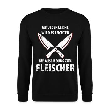 Fleischer Metzger Schlachter - Unisex Pullover - Schwarz - Vorne - Alina (178cm) & Michal (187cm)