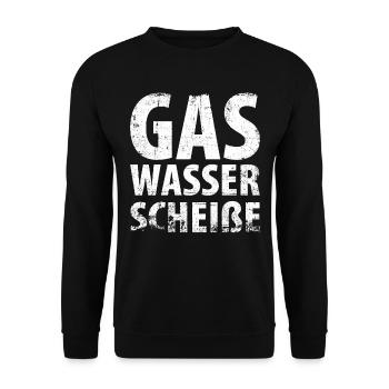 Klempner Gas Wasser Scheiße - Unisex Pullover - Schwarz - Vorne - Alina (178cm) & Michal (187cm)