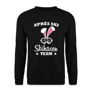 Apres Ski Skihasen Team Skifahrer Party Skihase - Unisex Pullover - Schwarz - Vorne - Alina (178cm) & Michal (187cm)